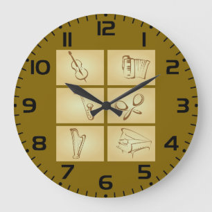Musikinstrumente Skizze Große Wanduhr