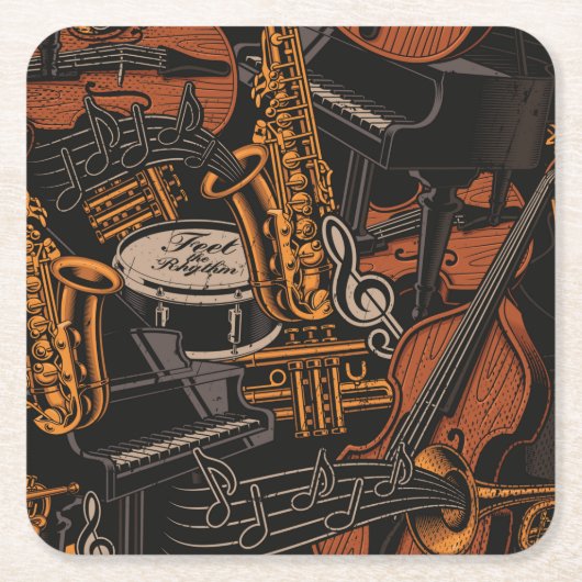 Musikinstrumente überall rechteckiger pappuntersetzer (Vorderseite)