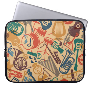 Musikinstrumente Vintag nahtlos Hintergrund Laptopschutzhülle