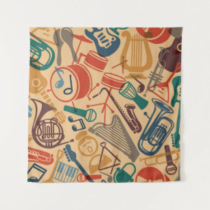 Musikinstrumente Vintag nahtlos Hintergrund Wandteppich