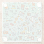 Musikinstrumente, Vintages Skizzenmuster. Glasuntersetzer (Rückseite)