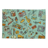 Musikinstrumente, Vintages Skizzenmuster. Kissenbezug (Rückseite)