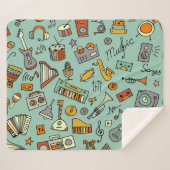 Musikinstrumente, Vintages Skizzenmuster. Sherpadecke (Vorderseite (Horizontal))