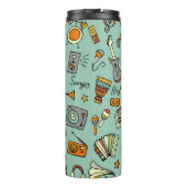 Musikinstrumente, Vintages Skizzenmuster. Thermosbecher (Rückseite)