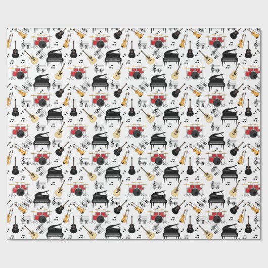 Musikinstrumentenmuster Geschenkpapier (Flach)