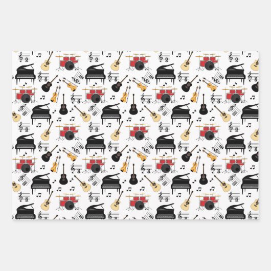 Musikinstrumentenmuster Geschenkpapier Set (Vorderseite 3)
