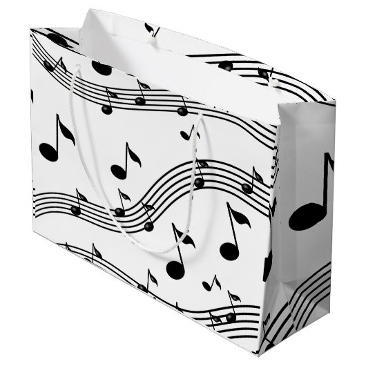 Musikinstrumentklänge gemustert große geschenktüte (Rückseite Schrägansicht)