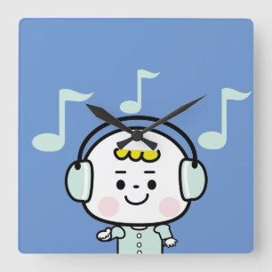 Musikjunge Quadratische Wanduhr