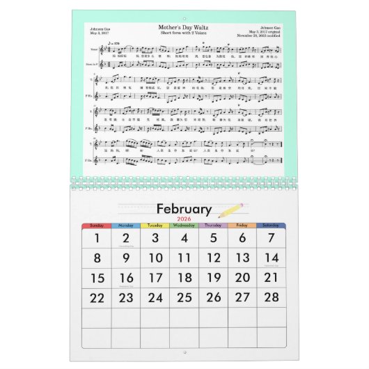 Musikkalender 2025 für das Jahr der Schlange Kalender (Feb 2026)