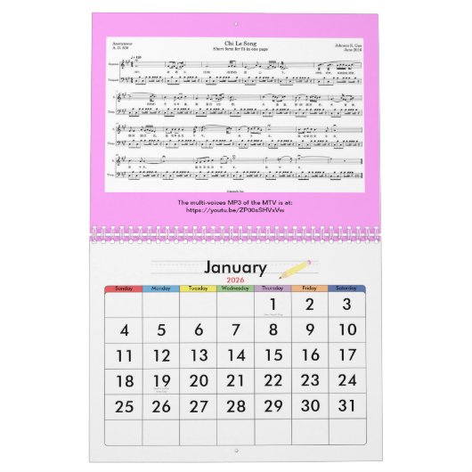 Musikkalender 2025 für das Jahr der Schlange Kalender (Jan 2026)