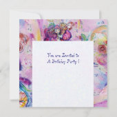 MUSIKKALISCHE KLEINE, rosa blau, Filzcreme Einladung (Rückseite)