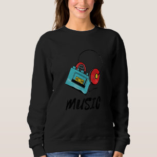 Musikkassetten-Kopfhörer-DJ 80er 90er Vintage O Sweatshirt