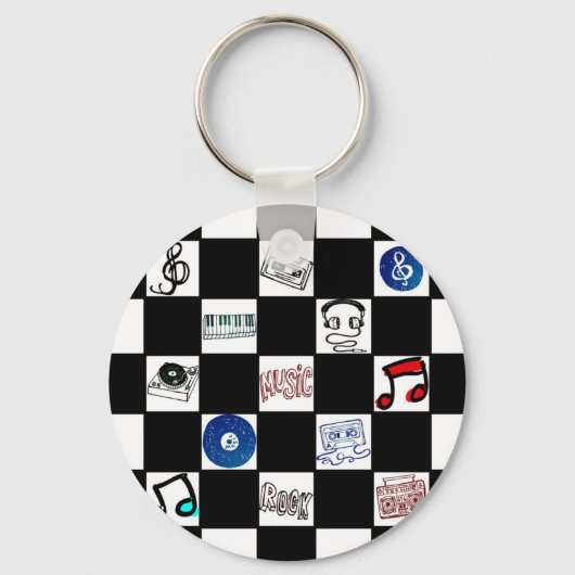 Musikkassetten und mehr zum Retro-Checkerboard Schlüsselanhänger (Vorderseite)