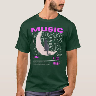 Musikkatze auf dem Mond vintage T-Shirt