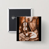 MUSIKKATZE, braun und weiß Button (Vorne & Hinten)