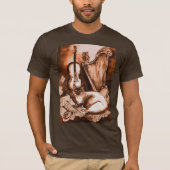 MUSIKKATZE , braun und weiß T-Shirt (Vorderseite)