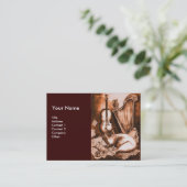 MUSIKKATZE, braun und weiß Visitenkarte (Stehend Vorderseite)