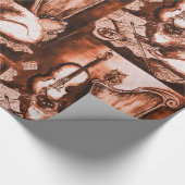 MUSIKKATZE,EIGENSCHAFT,Musikinstrumente braun Geschenkpapier (Ecke)