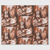 MUSIKKATZE,EIGENSCHAFT,Musikinstrumente braun Geschenkpapier (Flach)