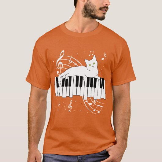 Musikkatze Klavier Musikerfamilie T-Shirt (Vorderseite)