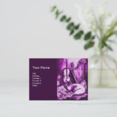 MUSIKKATZE, Lila und weiß Visitenkarte (Stehend Vorderseite)