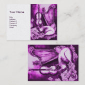 MUSIKKATZE, Lila und weißes Perlpapier Visitenkarte (Vorne/Hinten)