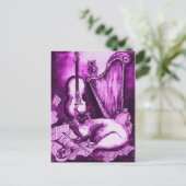 MUSIKKATZE, Lila Violett und Weiß Postkarte (Stehend Vorderseite)