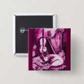 MUSIKKATZE, Lila Violett und Weiß Schwarz Button (Vorne & Hinten)