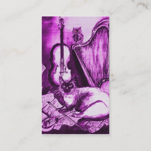 MUSIKKATZE MIT EIGENEN, Lila, weißen Visitenkarte (Rückseite)