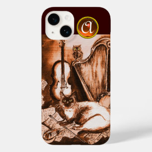 MUSIKKATZE MIT EIGENSCHAFT IN BROWN SEPIA GEM MONO Case-Mate iPhone 14 HÜLLE
