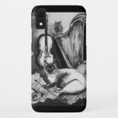 MUSIKKATZE, OWL, VIOLIN, HARP Schwarz-weiße Graumu Case-Mate iPhone Hülle (Rückseite)