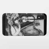 MUSIKKATZE, OWL, VIOLIN, HARP Schwarz-weiße Graumu Case-Mate iPhone Hülle (Rückseite (Horizontal))