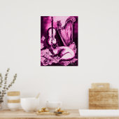 MUSIKKATZE,PInk Violet und Weiß Poster (Küche)