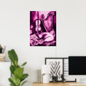 MUSIKKATZE,PInk Violet und Weiß Poster (Heimbüro)