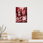 MUSIKKATZE, rot und weiß Poster (Küche)