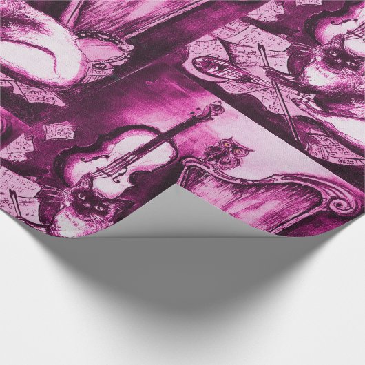 MUSIKKATZE UND EIGENSCHAFT, Lila rosa Geschenkpapier (Ecke)