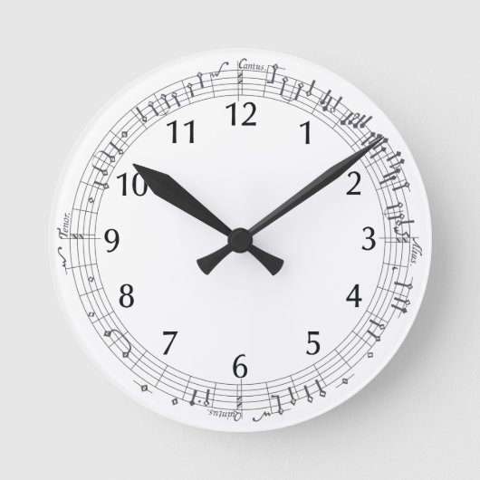 Musikkerbe (Bar) gehend in einen Kreis: Runde Wanduhr (Vorderseite)