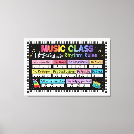 Musikklassenzimmer Poster Music Class Rhythmus Reg Leinwanddruck (Vorderseite)
