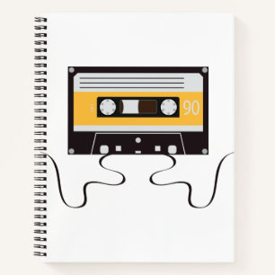 Musikklassisches Kassettenband Vintag Retro der 80 Notizblock
