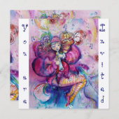 MUSIKKLEIN, rosa blauer Champagner metallisch Einladung (Vorne/Hinten)