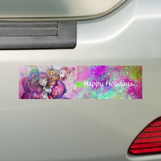 MUSIKKLOWN IN PINK LILA BLAUE GLITZERN AUTOAUFKLEBER (Auf Auto)