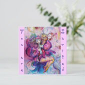 MUSIKKOLUH, rosa blau Einladung (Stehend Vorderseite)