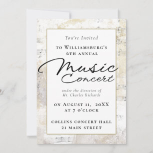 Musikkonzert-Einladung Elegant Gold Einladung