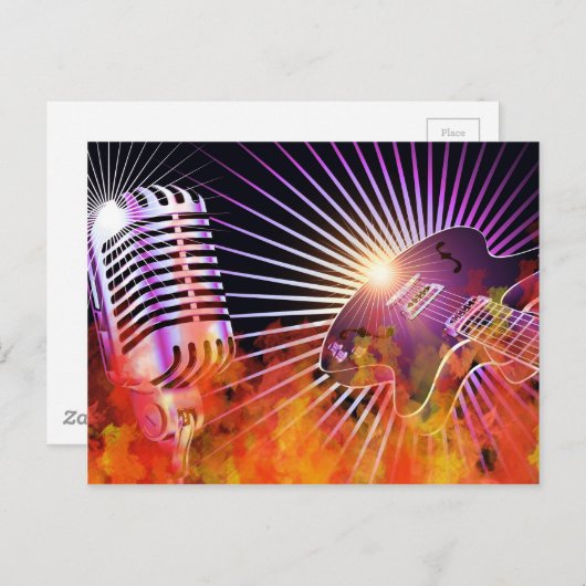Musikkonzertdesign mit Gitarre Postkarte (Vorne/Hinten)