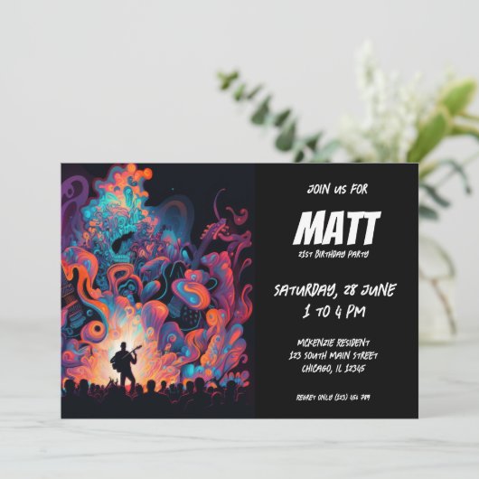 Musikkonzerte Gitarrist Einladung (Stehend Vorderseite)