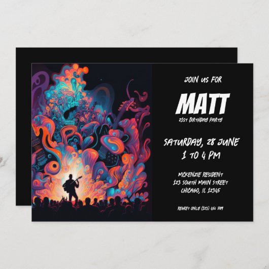 Musikkonzerte Gitarrist Einladung (Vorne/Hinten)