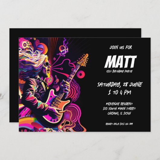 Musikkonzerte Gitarrist Einladung (Vorne/Hinten)