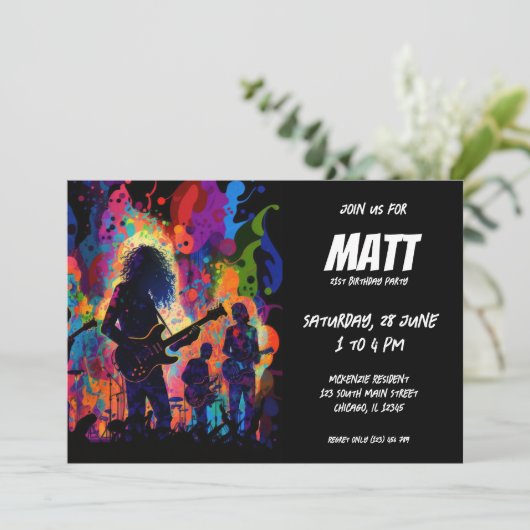 Musikkonzerte Gitarrist Einladung (Stehend Vorderseite)