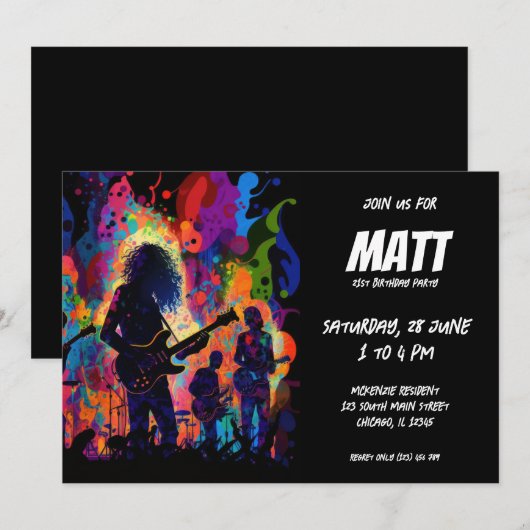 Musikkonzerte Gitarrist Einladung (Vorne/Hinten)