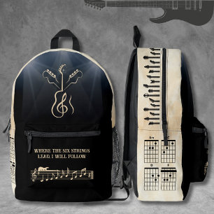 Musikkünstlerin Black und Tan Guitar Backpack Bedruckter Rucksack